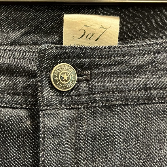 NWOT Cinq a Sept high waisted wide leg 4 pocket darker blue denim jeans - Picture 9 of 14